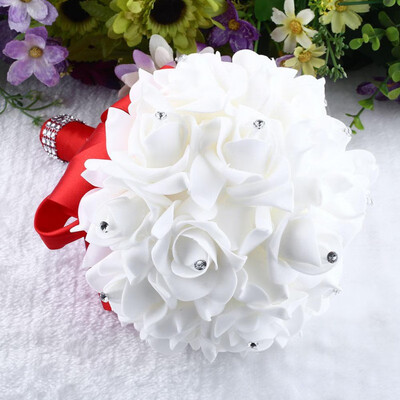 

1 Piece Simple Cream Ivory Silk Bridal Bouquet Artificial Flowers Bridesmaid Bride Bouquet Decoration Customized