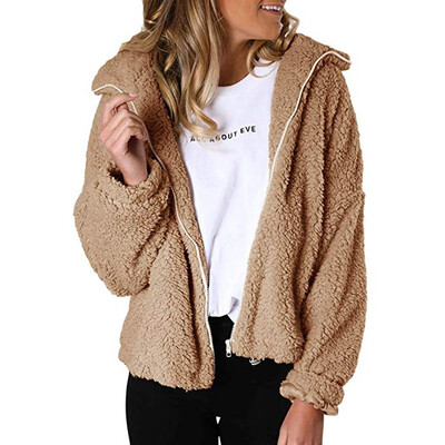 

Toponeto Womens Zip Faux Fur Jackets Long Sleeve Fleece Fuzzy Lapel Flutty Winter Outwear