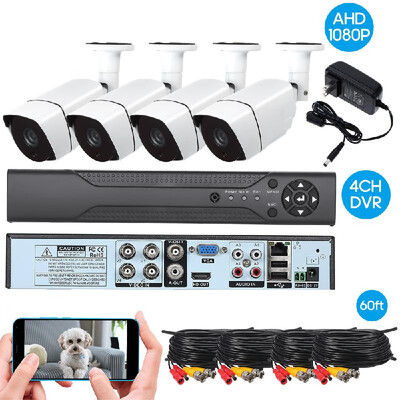 

4CH Security Camera System Full 1080P Video DVR Recorder with 4 1080P Indoor Outdoor Weatherproof CCTV Cameras