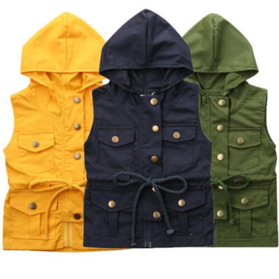 

Kids Girls Boys Baby Vest Coat Hooded Waistcoat Autunm Outwear Jacket Tops New