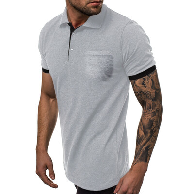 

Toponeto Mens Summer Casual Patchwork Slim Short Sleeve Pockets T Shirt Top Blouse