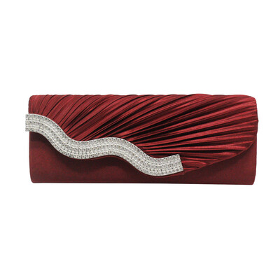 

Tailored Fashion Women Solid Ruched Party Bag Chain Phone Evening Bag