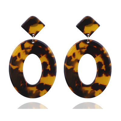 

EK301 Fashion Acrylic Resin Oval Dangle Earrings For Women Geometry Big Circle Tortoiseshell Earrings Acetate Brincos ZA Jewelry