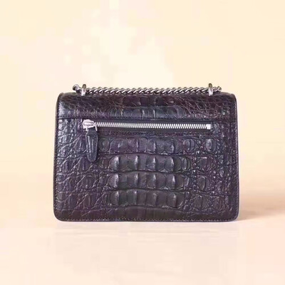 

2019 new design fashion Genuine real crocodile skin lady shoulder bag cross body strap women bag with cow leather lining black