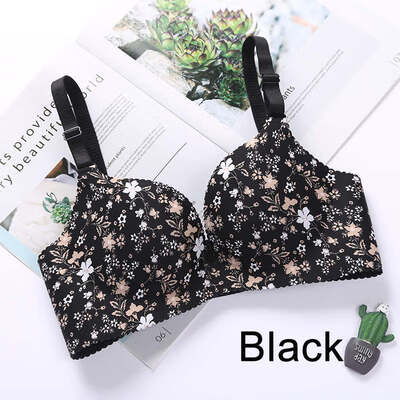 

Women Floral Push Up Seamless Bra Sexy Lingerie Flower Print Gathered Bras One-Piece Underwear