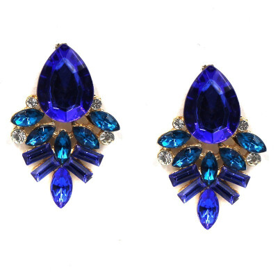 

NEW Women Fashion Style BlueBlackPink Earrings Handmade Rhinestone Sweet Stud Crystal Stud Earrings For Women Girl W3106