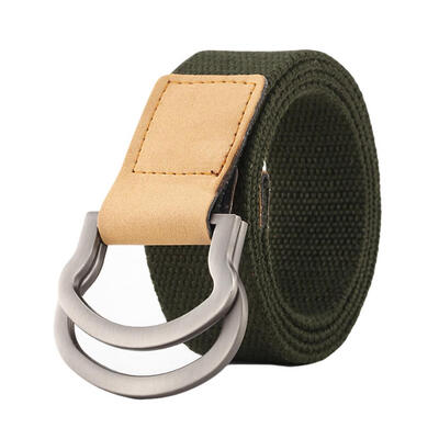 

Fashion Casual Men Women Tactical Canvas Belt Double Ring Buckle Waist Strap