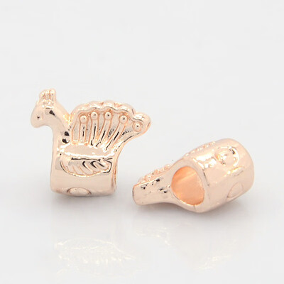 

Nickel Free & Lead Free Unfading Rose Gold Alloy European Beads Large Hole Beads Peacock 15x13x7mm Hole 5mm
