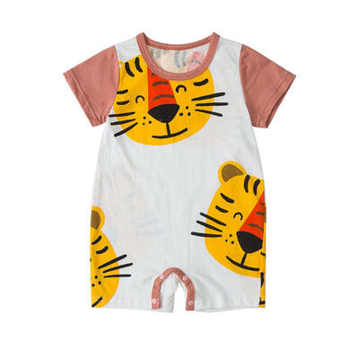 

Newborn Baby Tiger Animal Print Rompers Boys Summer O-neck Cotton Jumpsuits