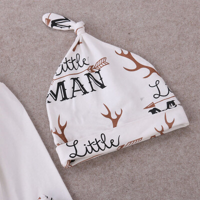 

Kids Infant Baby Boy Long Sleeve Letter Romper Pants Cap Outfits Clothes Set