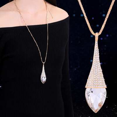 

Long wild personality crystal pendant necklace