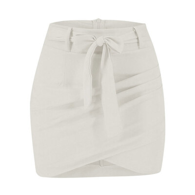 

Sexy Women Crossed Overlap Skirt Ladies Casual Solid Color Bandage Sashes Fashion Skirts Female Asymmetric Short Bodycon Skirts