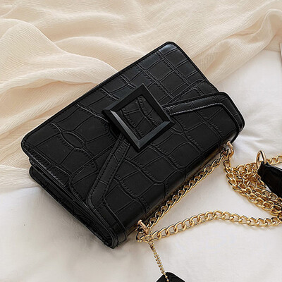 

Foreign style chain bag woman 2019 new fashion small square bag simple single shoulder oblique satchel bag