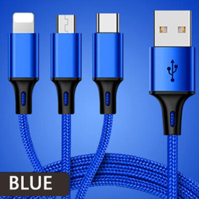 

Multifunctional Data Cable Weaving Type One Drag Three Android Micro USB 8P Type-C 28A Fast Charging Cable-125m