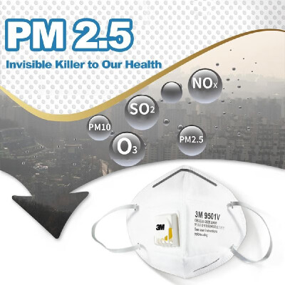 

3M 9501v Particulate Respirator KN95 Masks with Breathing Valve Aganist PM25 Pollen Dust 3 Pcs