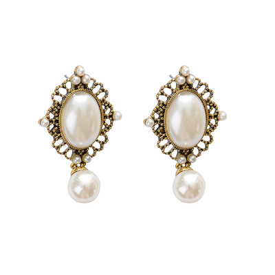 

New Fashion Elegant Dangling Simulated Pearl Earrings gold Color for Women Enviromental Anti Allergies