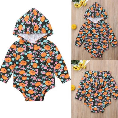 

Newborn Baby Boy Girl Pumpkin Cotton Long Sleeve Romper Halloween Jumpsuit Bodysuit