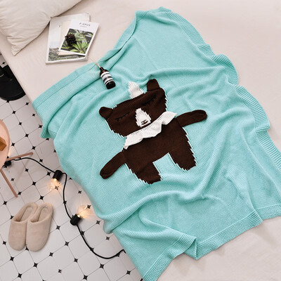 

Cute Cartoon Baby Blanket 100 Cotton Sofa Throw Cartoon Three-dimensional Knitted Blanket for Children 110x130cm