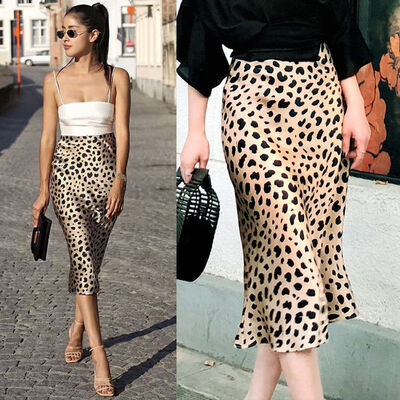 

Womens High Wasited Leopard Print Stretch Ladies Midi Pencil Skirt Parity Dress