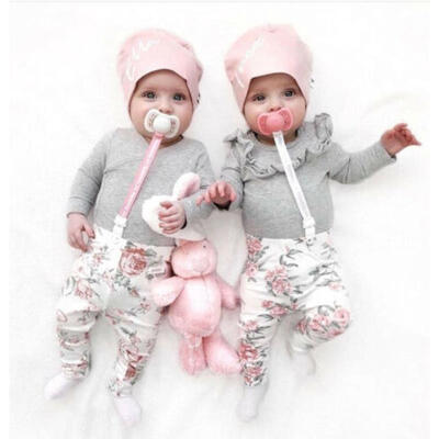 

Newborn Baby Girls Lace Flowers Tops T-shirt Long Pants Outfits Set Clothes 0-2T