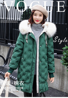 

Mid-length cotton coat hooded loose casual trend cotton clothing 90319