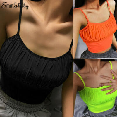 

Women Ladies Plain Sleeveless Strappy Cami Bralet Bra Summer Crop Top Vest