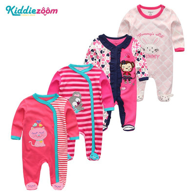 

Kiddiezoom 4PCS Newborn 0-12M Baby Boys Clothes 100Cotton Rompers Clothing Sets Babywear Bodysuits Baby Girls Clothes Outwear