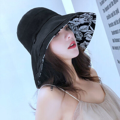 

Fashion Spring Summer Double Sided Wearable Wide Brim Sun Hat Breathable Women Beach Bucket Cap
