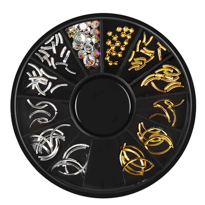 

Toponeto 12 Kinds Semilunar Rivet Manicure Trays Sheet Metal Electroplating Nail Strips