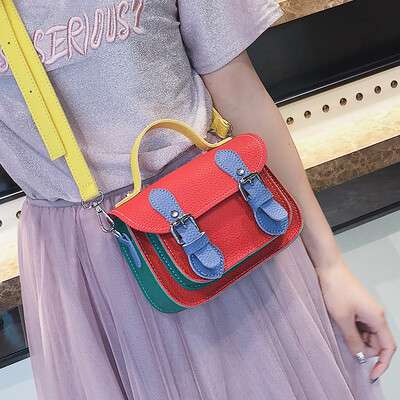 

Net red fashion messenger bag retro handbag female bag new 2019 contrast color Messenger bag wild ins small square bag