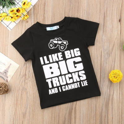

Toddler Kids Baby Boy Girl Short Sleeve Letter Print Tops T-shirt Cotton Clothes
