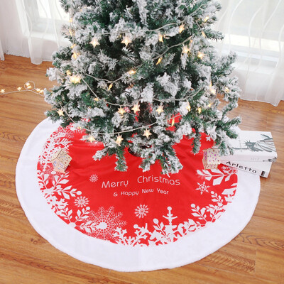 

〖Follure〗Short Plush Snowflake Christmas Tree Skirt Ornament 48inch Diameter Christmas