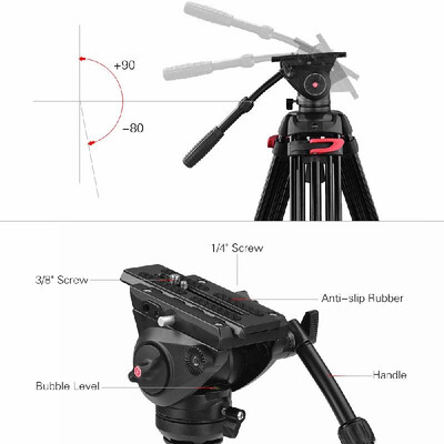 

Andoer XTK-8018 Professional Photography Tripod Stand Aluminium Alloy with 360° Panorama Fluid Hydraulic Bowl Head Horseshoe-shape