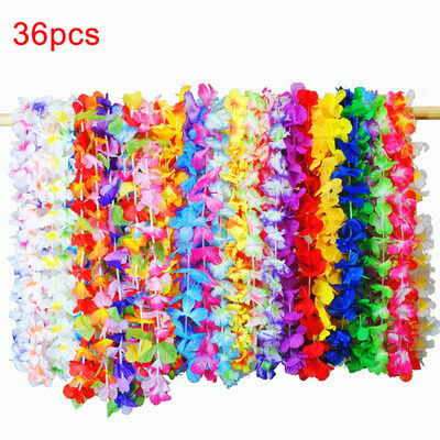 

36Pcs Hawaiian Leis Hula Faux Flower Dress Garland Necklaces Festival Decor
