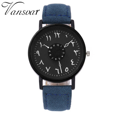 

Vansvar Silver Arabic Numbers Watch Leather Womens Clock Fashion Casual Women Quartz Wristwatches Relogio Feminino