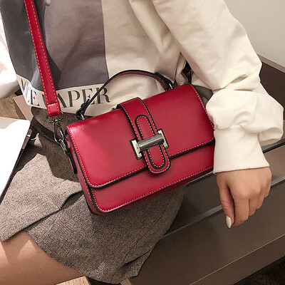 

Shoulder bag handbag 2019 new solid color small square bag simple fashion wild ins super fire portable Messenger bag