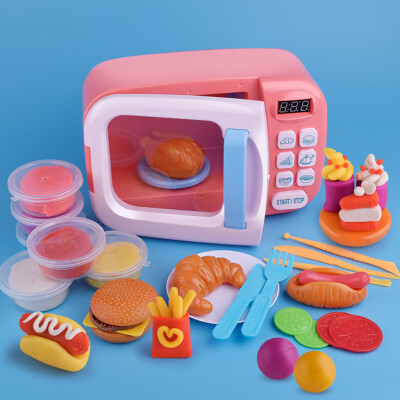 

Gobestart Baby Role Playing Toy Electric Household Appliances Analog Microwave Toy Set