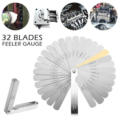 

32 Blade Metric Feeler Gauge Filler Blade Laser Tune Up Thickness Set
