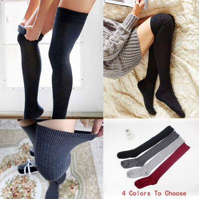 

Women Over Knee Wool Knit Long Socks Winter Thigh-Highs Warm Socks Tight Stocking