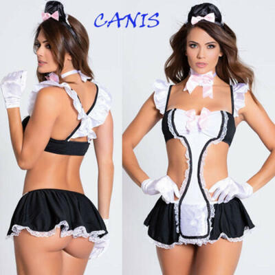 

4PCS Women Sexy Maid Wear Cosplay Uniform Party Fancy Dress Costumes Clothes UK