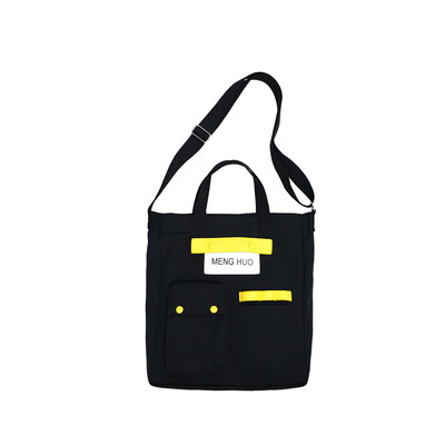 

2019 Korean mens casual fashion mens&womens shoulder bag couples contrast canvas handbag large capacity