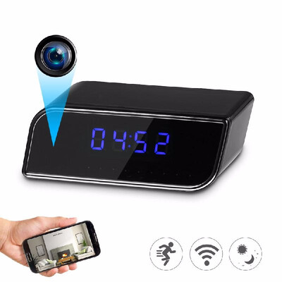 

HD WiFi Wireless Camera Alarm Clock Portable Nanny Cam Baby Monitor Night VisionMotion DetectionLoop Recording Home Office Secur
