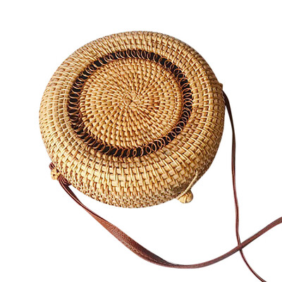 

Circle Handwoven Crossbody Bali Round Retro Rattan Straw Beach Bag Travel Women Shoulder Bags Bolsa Feminina YL