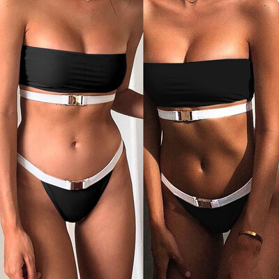 

Roseonmyhand Women Sexy Leopard Print Swimsuit Waist Buckle Bikini Set Beachwear