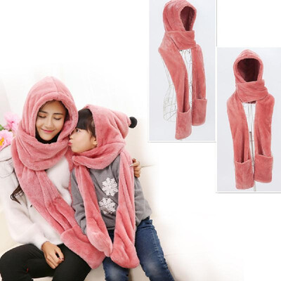 

Parenting Style Autumn&Winter Collection Cute Extra Thick&Long Comfortable Warm Female Neck Scarf Hat Gloves Three Pieces