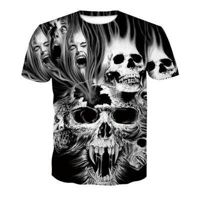 

Black Skeleton 3D Print Men\s Casual Short Sleeve Graphic T-shirt
