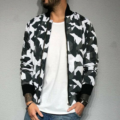 

Men Casual Outwear Waterproof Bomber Pilot Jacket Tops Camo Coat Windbreaker
