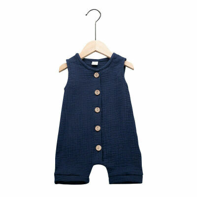 

Newborn Baby Boy Girl Sleeveless Solid Cotton Romper Jumpsuit Infant Outfits