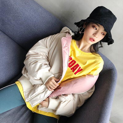 Winter 2018 new double-sided yuzo short down jacket womens loose baseball uniform cotton jacket