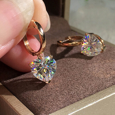 

Fashion 18K Rose Gold 1Ct Heart Cut Moissanite White Diamond Dangle Hoop Earrings Women Girl Jewelry Gifts